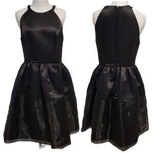 Erin Fetherston Black Tiered Fit & Flare Dress 6 Halter Neck Cocktail LBD